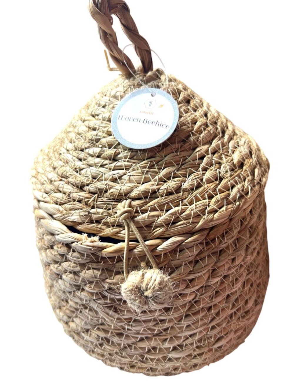 Woven Beehive Basket With Lid Set Of 2 Handmade Natural Grass Storage Containers
